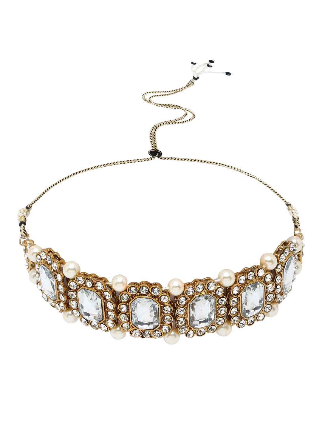 YouBella Jewellery Oxidised Silver Necklace Jewellery Set with Earrings for Girls and Women (Gold) (YBNK_50528)